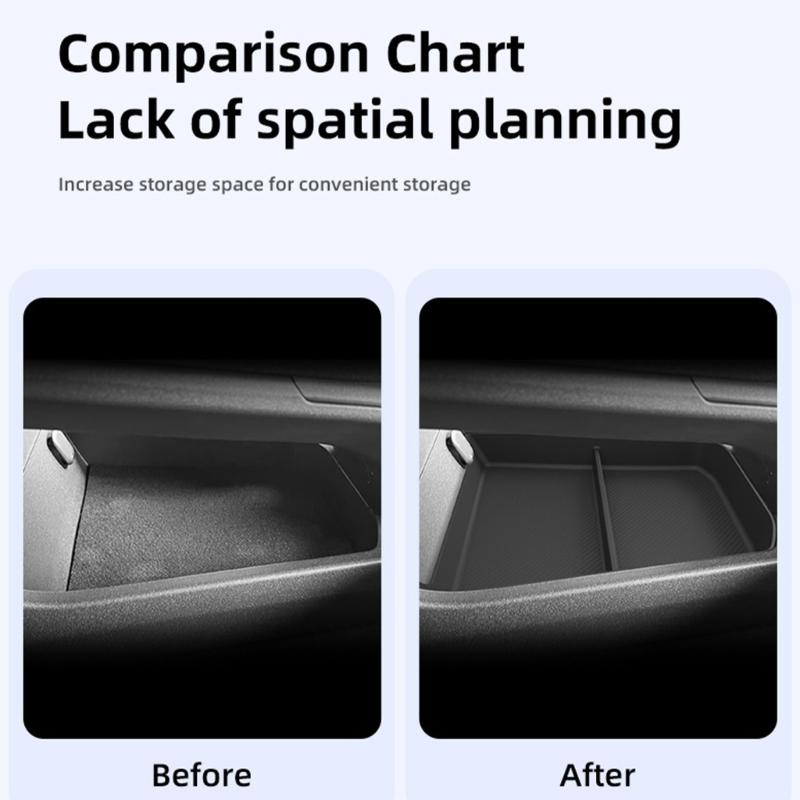 Lower Console Storage Insert for Cars, Flexible Rubber Tray with Taller Edges, Patterned Base and Divider Design for Small Daily Carry Items