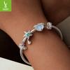 Dream Blue Starfish Diy Bracelet Beaded, Summer Ocean Wind S925 Sterling Silver Bead Accessories