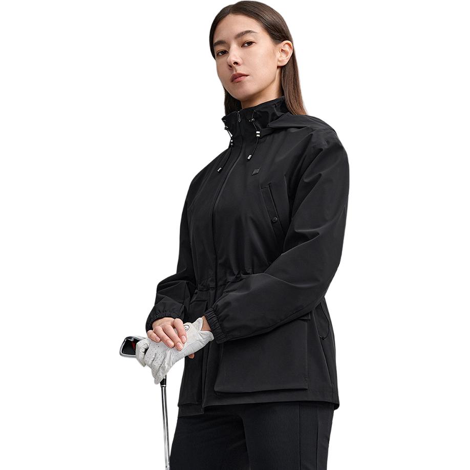 FILA Golf Series Fashion Simple Sports Casual Versatile Comfortable Loose Hooded Woven Jacket Women jackets Deep-Black A11W615713FBK