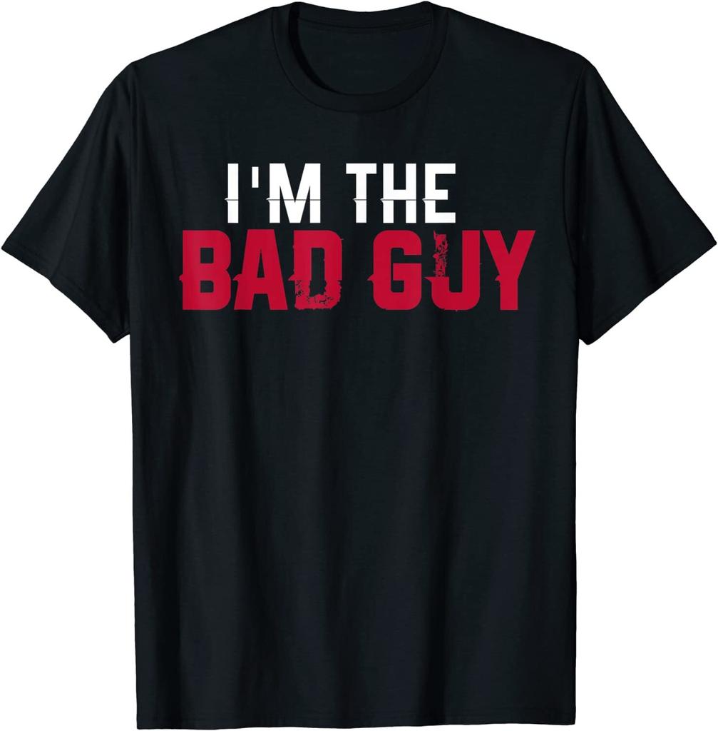 Im The Bad Guy An amusing and satirical Tshirt with short sleeves and a round neckline suitable for casual wear