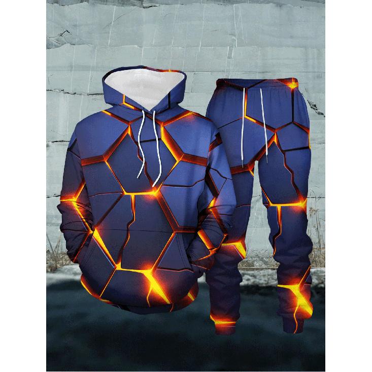 Худи в стиле Lava Crack Tech 3D-печать Неповседневное Набор из 2 шт.