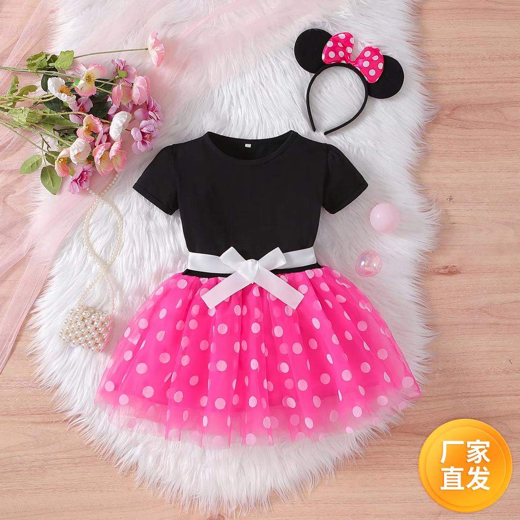 Baby Girls Cosplay Mini Mouse Costume Kids Fancy Polka Dot Dress Princess Dress Up Halloween Children Birthday Party Clothing