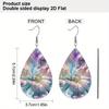 Charming Spring Summer Macaron Floral PU Earrings for Women, Versatile Vivid Butterflies Double Sided Print Waterdrop Earrings