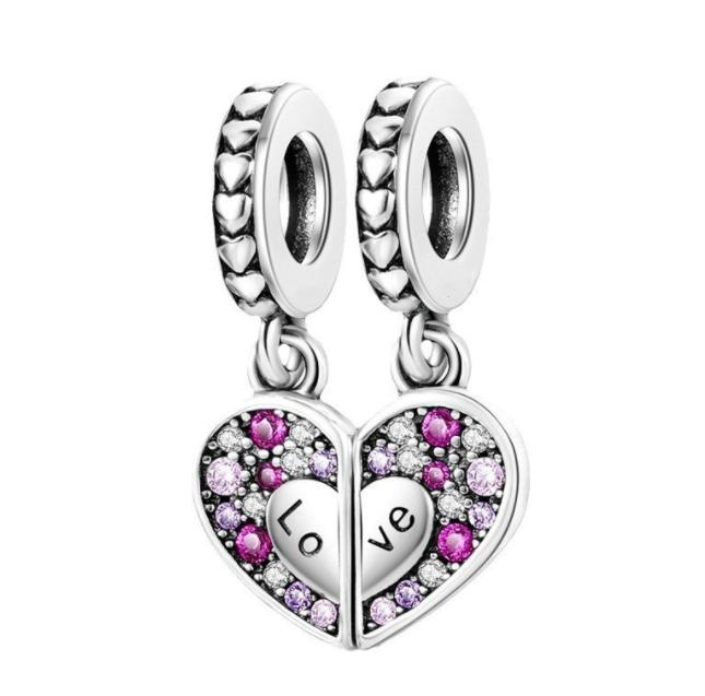 Оригинальные медные семейные шармы Мама Цветок Сердце Бусины для ожерелья DIY Браслет Подарок Ювелирное изделие Подарок на День матери