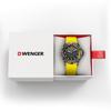 Часы WENGER SEAFORCE, кварцевые, аналоговые, корпус из нержавеющей стали, черный циферблат, желтый силиконовый ремешок, водонепроницаемость 200 м, гарантия 3 года, подарок, черные, мужские