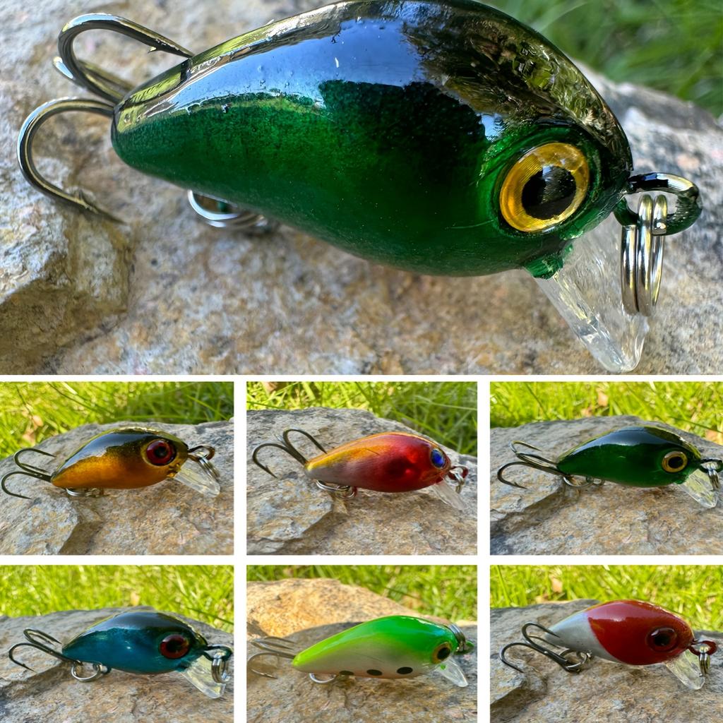 Рыболовные приманки Crankbait, жесткие приманки для окуня, поверхностные приманки для панфиша/краппи, крючки, искусственные приманки, 8 предметов, мини-рыболовные снасти