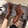 Fashion New Fashion Outdoors Women Ankle Boots Square Heel 2024 Hot Sale Solid Color Thick with Back Zipper Round Head Women's Shoes