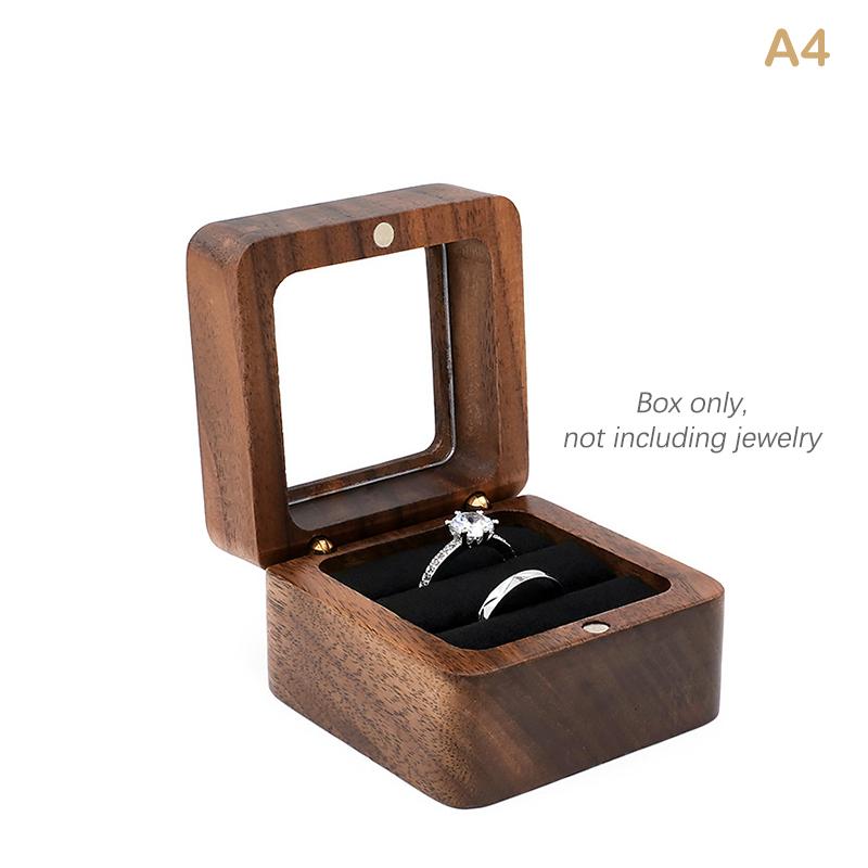 Шкатулка для ювелирных изделий из цельного дерева грецкого ореха, шкатулка для обручальных колец, маленькая настольная для хранения ювелирных изделий