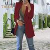 Women Suit Coat Lapel Long Sleeve Open Front Suit Jacket Solid Color Big Pockets Commuting Style Casual Business Outwear