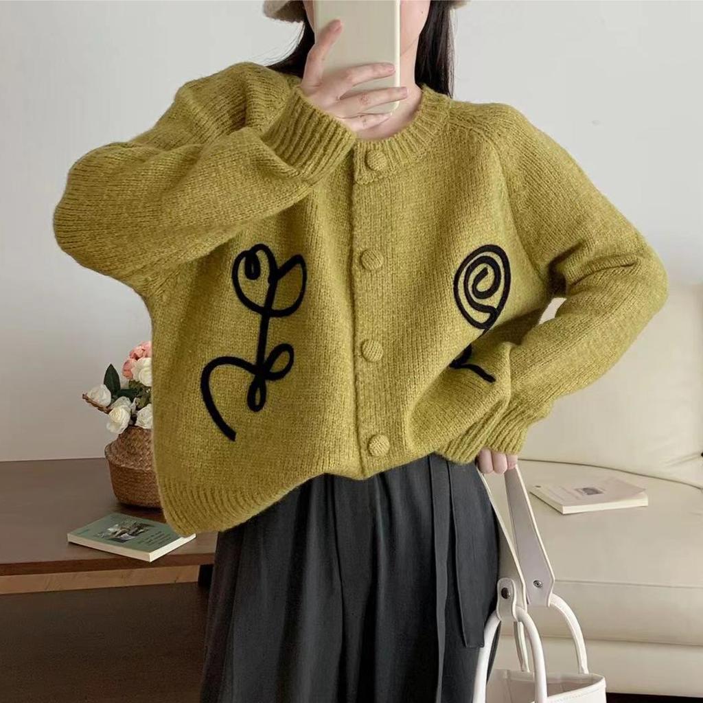 GMXIA Куртка-джемпер ручной работы, вязаная крючком, женская, осень и зима, новый дизайн, чувство темперамента, ленивый ветер, вязаный кардиган, топы