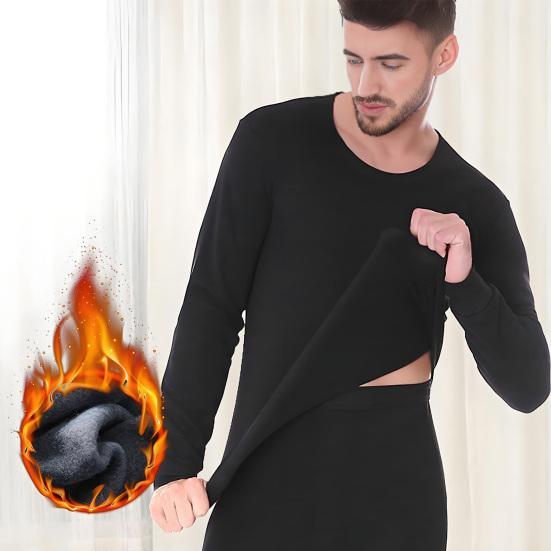 Thermal Underwear for Men Fleece Lined Long Johns Top And Bottom Set Casual Cold Weather Base Layer Set