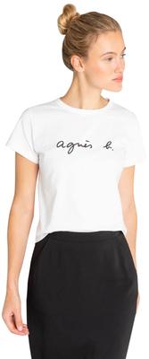 Логотип короткий S137 2653S137 белый [agnes b.] Футболка, рукава, ТС, женская, 2,