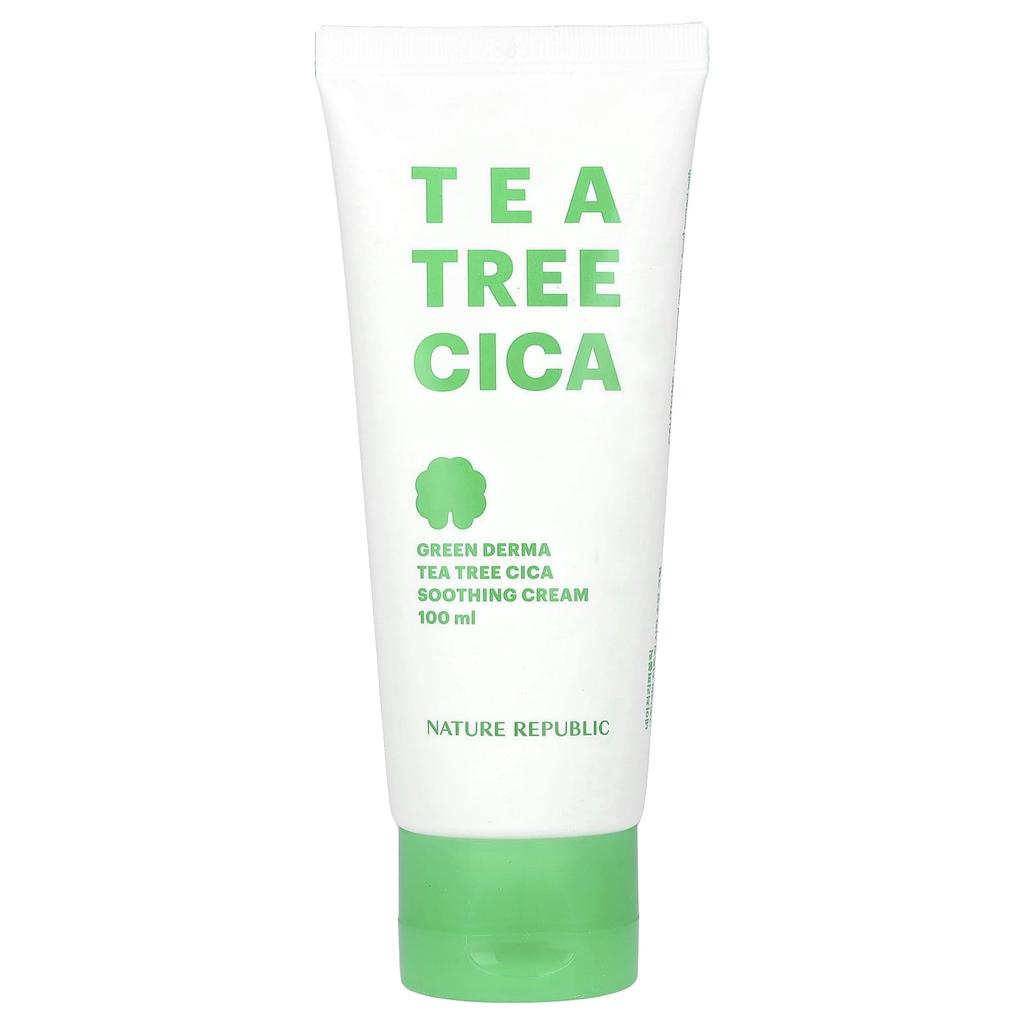Nature Republic Green Derma Tea Tree Cica, Soothing Cream, 3.38 Fl Oz (100 Ml)