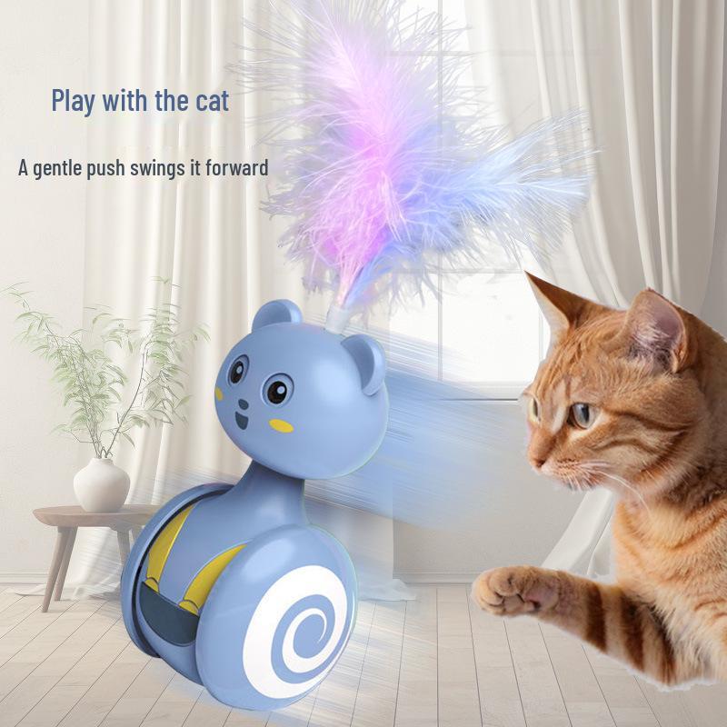 Игрушка для кошки Неваляшка: Игрушка для котят, дразнилка с перьями и палочка с мячиком для пинг-понга для снятия скуки