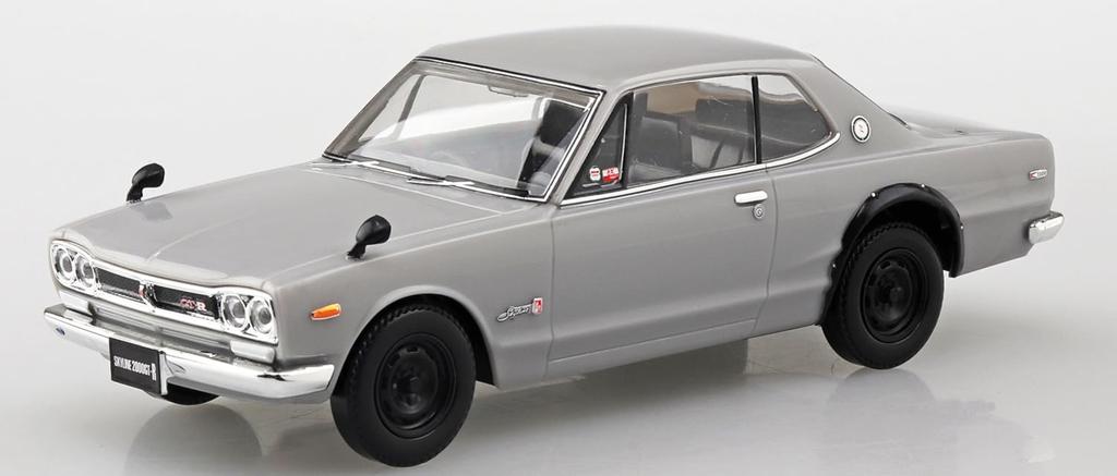 Aoshima Bunka Kyozai Scale Rakupla Snap Kit Nissan C10 Skyline Silver Plastic Model Kit (AOSHIMA) 1/32 No. 16-SV 2000GT-R Pre-Colored (Automobile)