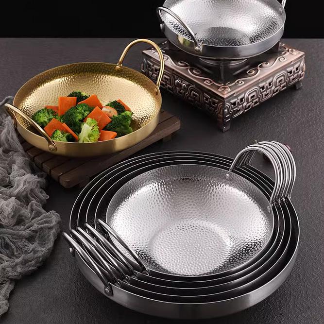 Глубокая золотая нержавеющая сталь Сухой Бар маленький горшок Бытовой Маленький Хот-пот Спиртовая плита Дорогая жаровня полосатый хот-пот