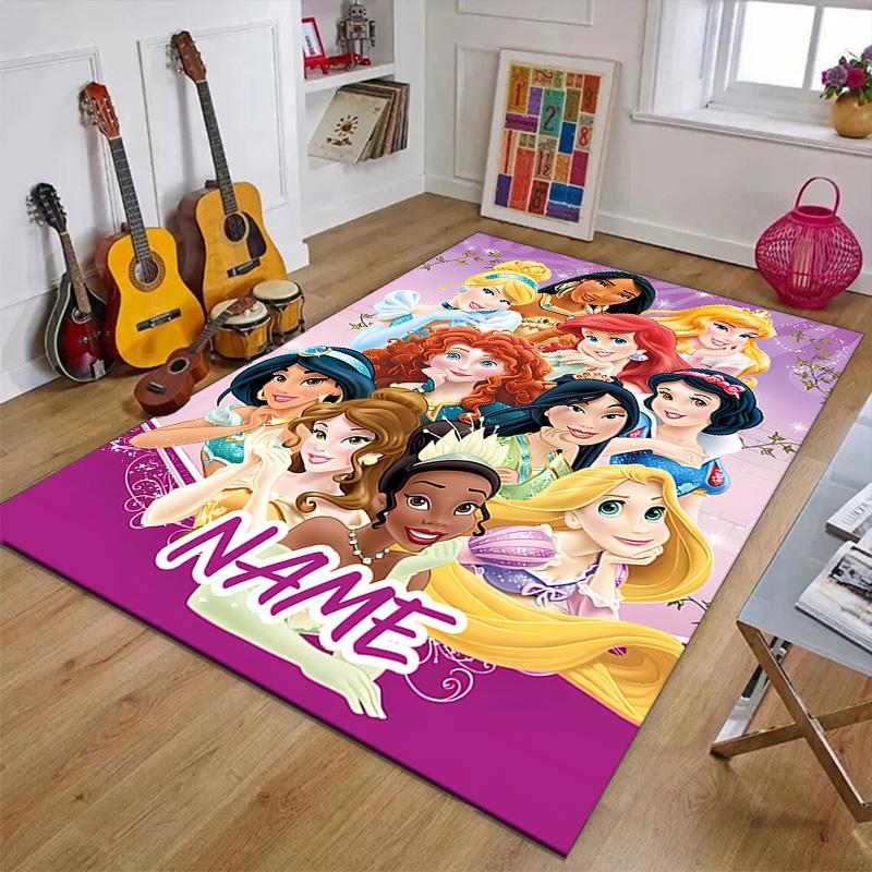 Custom Princess Mat Personalized Name, Polyester Washable Indoor Entryway Rug, Gift for Christmas, Easter, Thanksgiving Day