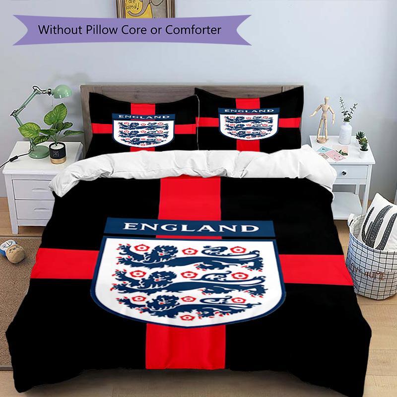 England Football Crest Printed Pattern Duvet Cover Set – includes 1 duvet cover and 2 matching pillowcases Bedroom decor Christmas gifts