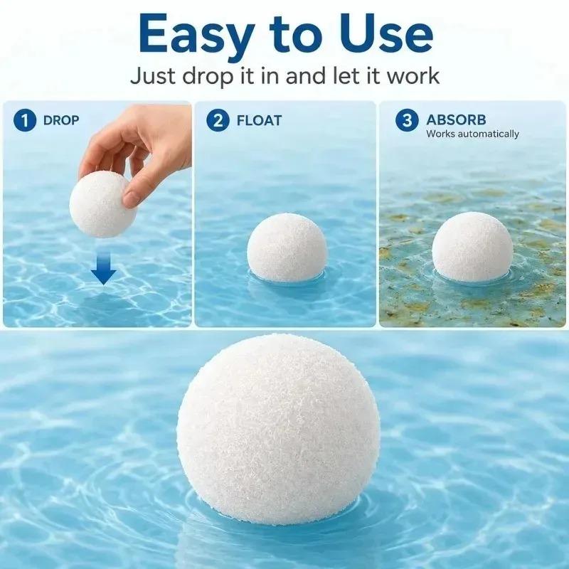 20/1PCS Reusable Scum Absorber Balls Spas Hot Tub Bum Absorber Washable Oil Removal Sponge Keep Water Clean Cleaning Ball Globs