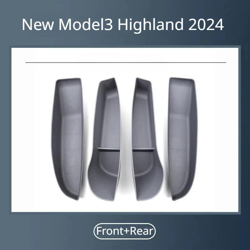 Для Tesla Model 3 Highland 2025 Коробка для хранения на боковой двери автомобиля Передняя Задняя Сторона TPE Органайзер-лоток для хранения на двери Аксессуары для интерьера
