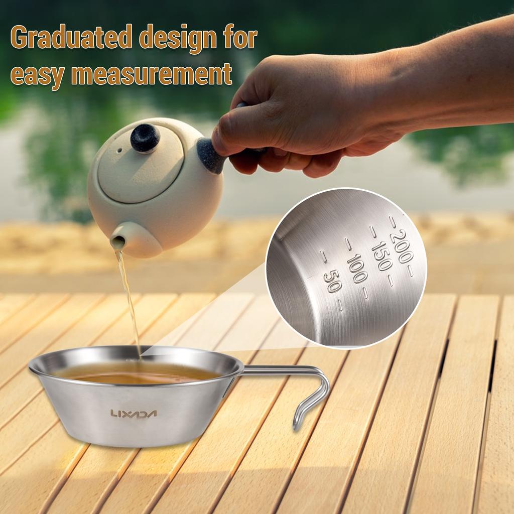 2pcs Camping Sierra Cup 200ml Measuring Cup Bowl for Outdoor Camping Backpacking