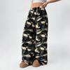 Women's Loose Elastic Drawstring Plush Checked Long Pants