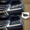 Улучшенная сборка фар для Lexus LX570 2016-2019 годов с LED-линзами, дневными ходовыми огнями (ДХО) и динамическими указателями поворота