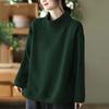 Осень Зима Плюс Бархат Толстый Новый Высокий Воротник Длинный Рукав Базовая Футболка Женский Свободный Топ Большой Размер Толстый ММ Повседневная Толстовка