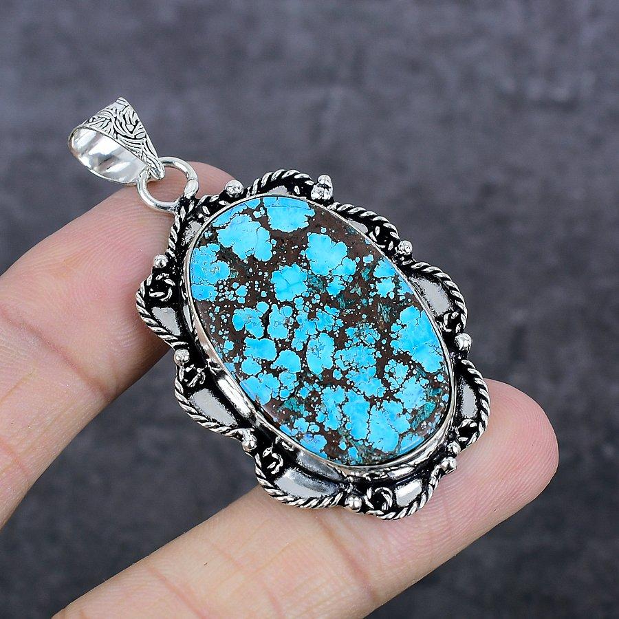 Ювелирная подвеска из серебра 925 пробы с тибетским бирюзовым камнем 2,29 дюйма