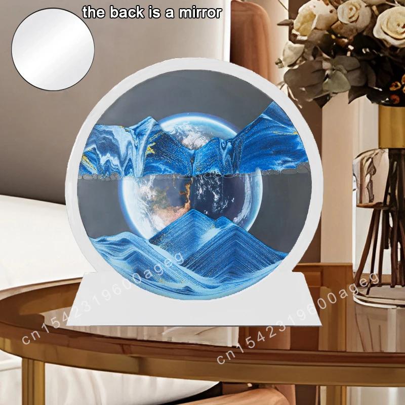 3D Песочный пейзаж Движущийся песок Картина Земля Глубоководный пейзаж Зыбучий песок Круглые песочные часы Текучий песок Рамка Живопись Домашний декор