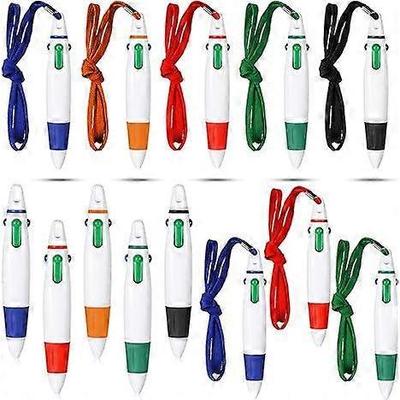 Retractable Pen On Lanyard Neck Pens Pen In a Rope Shuttle Pen 4 Color Ink Ballpoint Pen with Chain for Nurses Students, Office School Home Supplies (