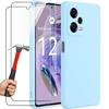 Case + Tempered Glasses for Xiaomi Redmi Note 12 Pro Plus 5G - Ultra Slim Liquid Silicone - Sky Blue