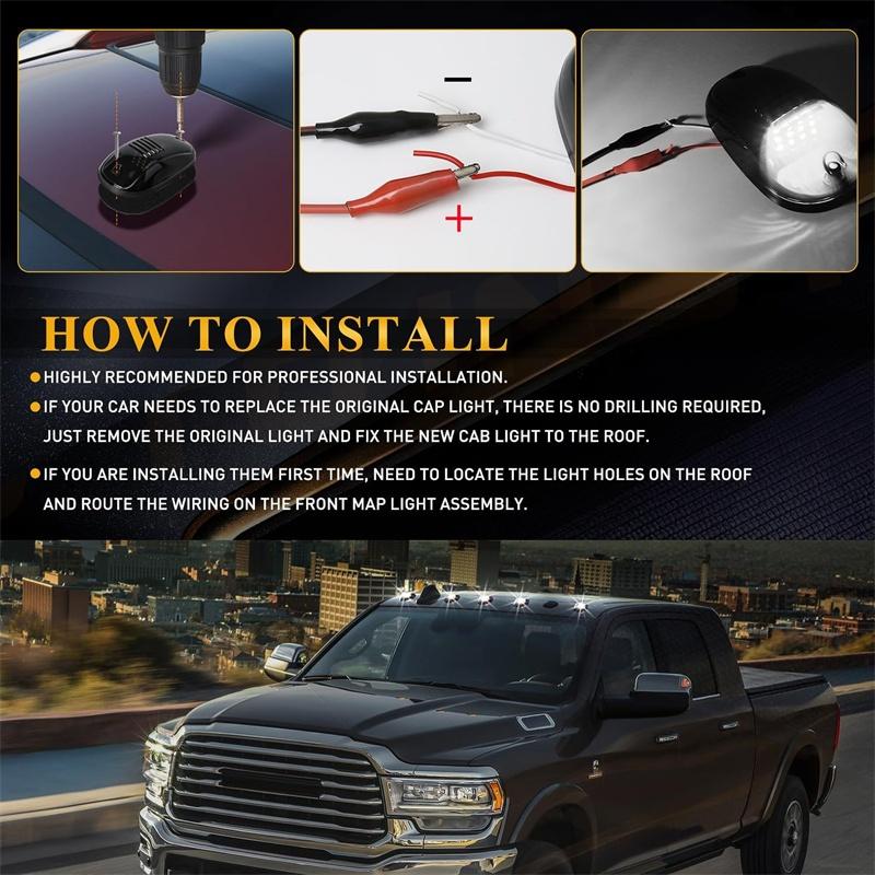 Universal 16 LED Car Cab Roof Marker Lights IP68 External Clear/Smoked Lens Lamps for Truck SUV 12V Driving Light
