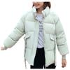 Women Fashion Long Sleeve Bread Jacket Solid Color Cotton Coat Jacket Overcoat