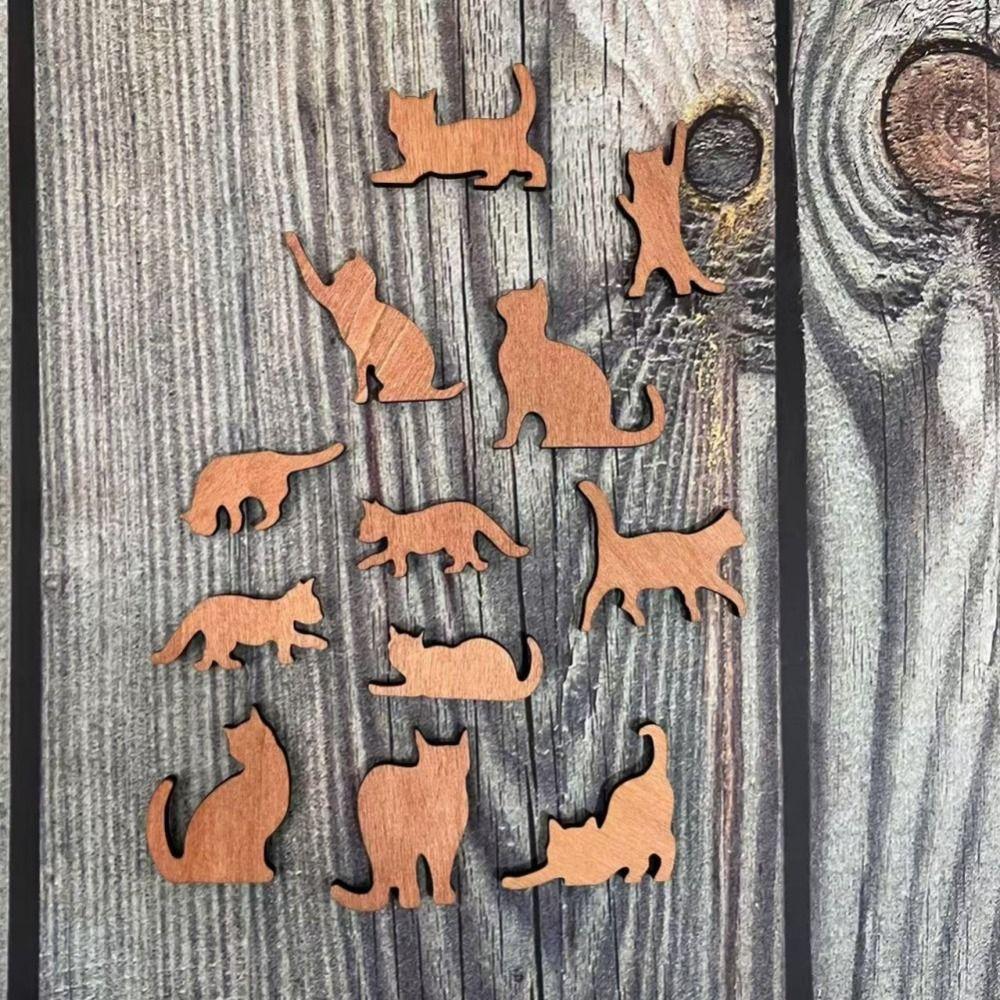 Mini Wooden Tower Toy Cat Desktop Yoga Cat New Cat Figurines Set Gifts