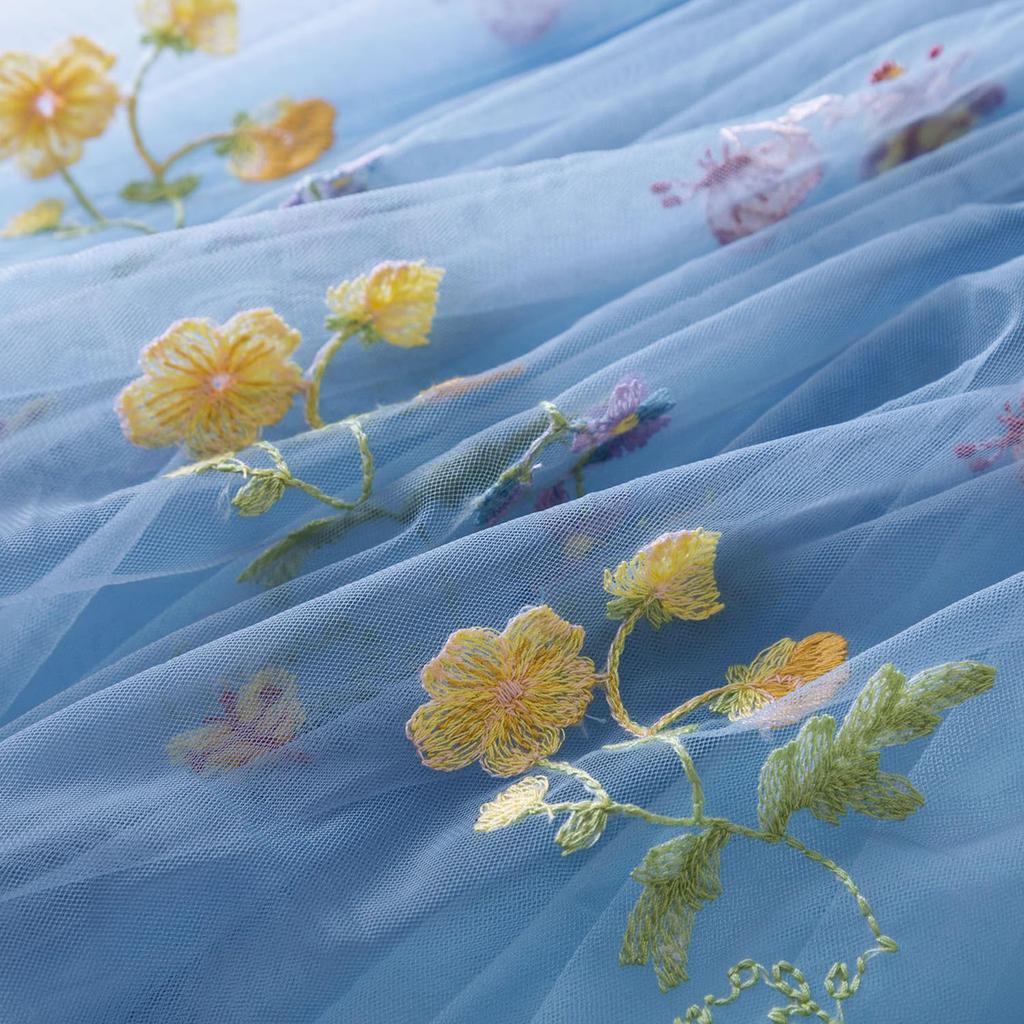 Модная милая принцесса платье для девочек с вышивкой цветными цветами