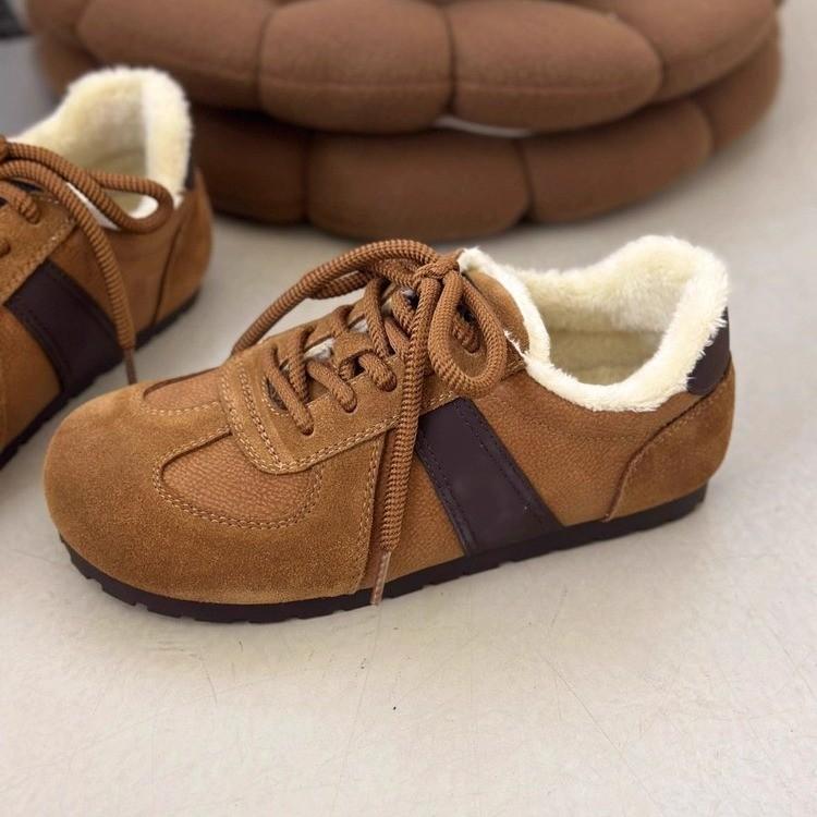 AJGS женские мягкие кожаные туфли плюс бархат теплые повседневные спортивные туфли версия новые шнурованные нескользящие плоские спортивные ботинки для бега