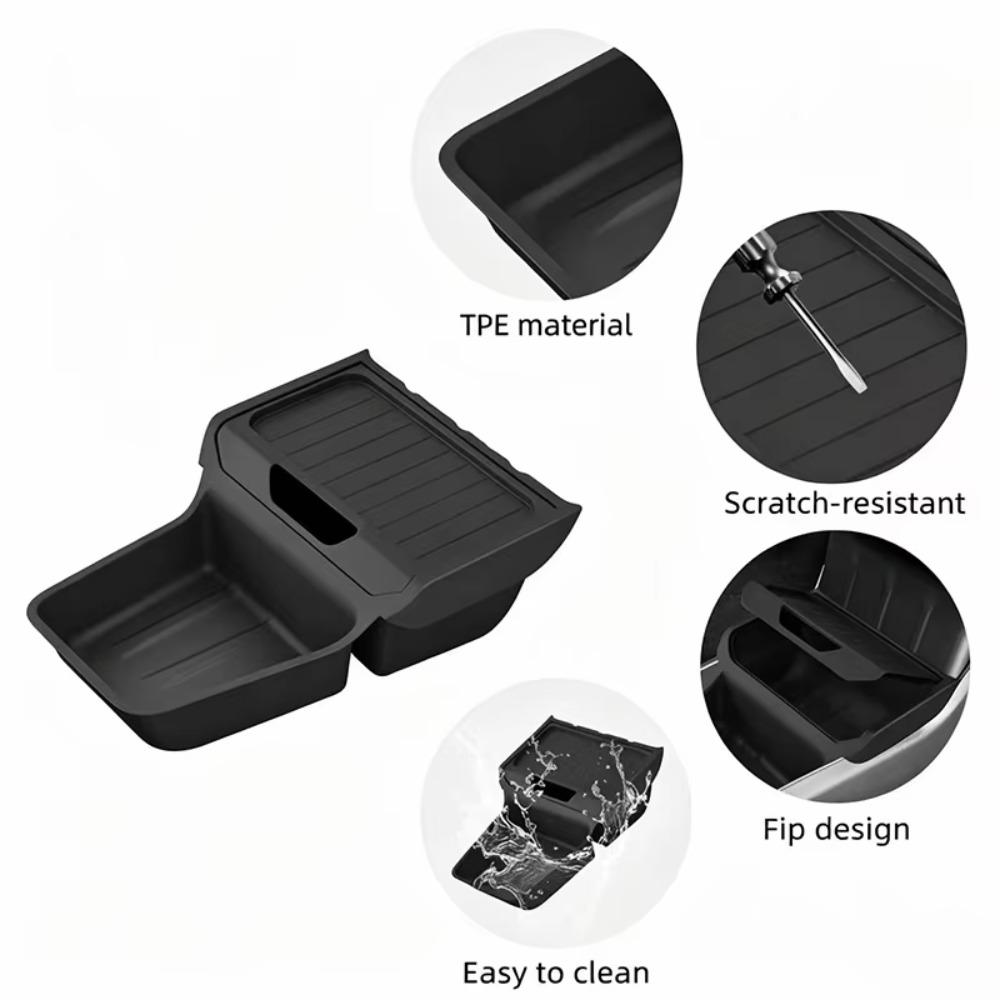 FOR Tesla Model Y 2025 Under Console Storage Box Center Console Organizer Tray ABS Armrest Container Rear Shelf Accessorie