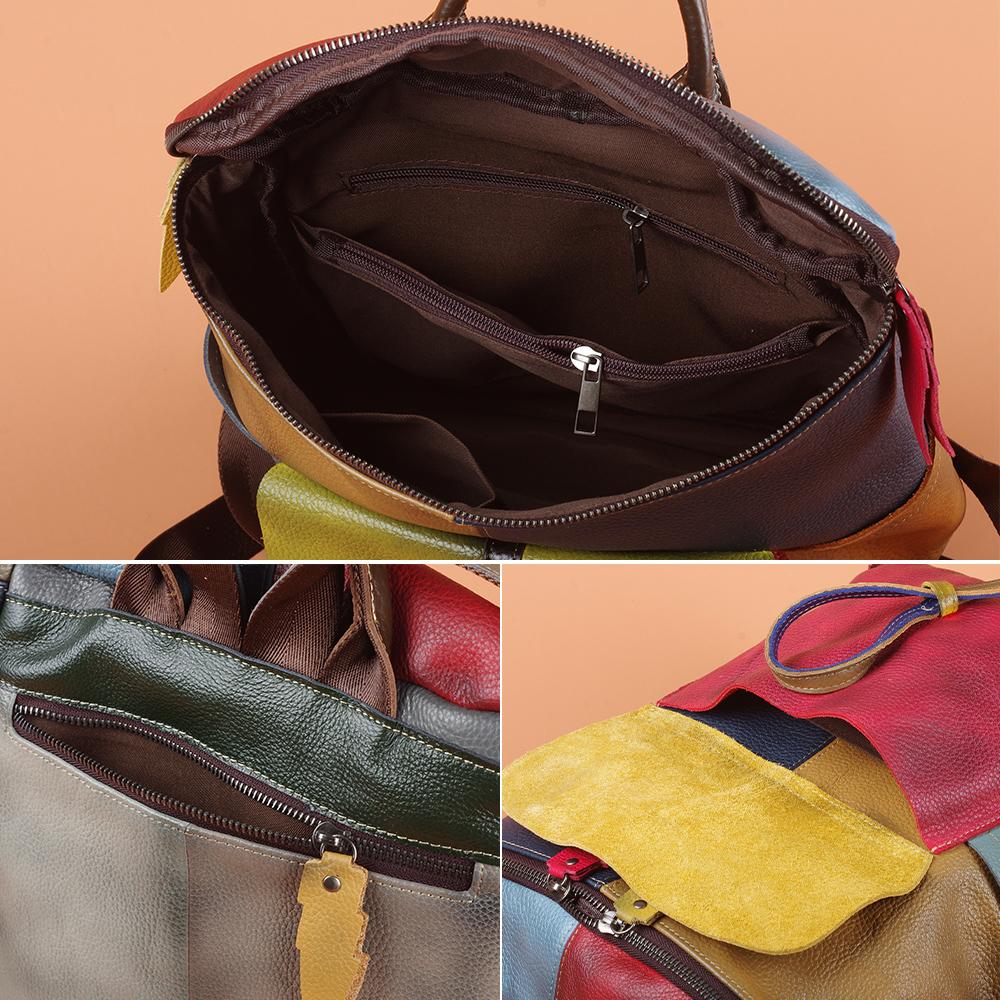 Ретро-швы из натуральной кожи женский рюкзак повседневный рюкзак сумка ручной работы случайный цвет контрастный цвет