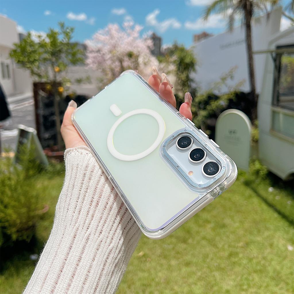 For Samsung Galaxy A55 5G Case Compatible with MagSafe Color Changing TPU Acrylic Phone Back Cover