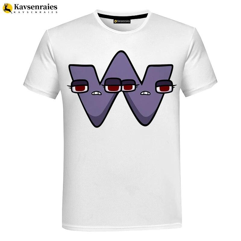 Футболка с 3D изображением алфавита, детская футболка с рисунком аниме для мальчиков и девочек, крутая уличная одежда с короткими рукавами, топы