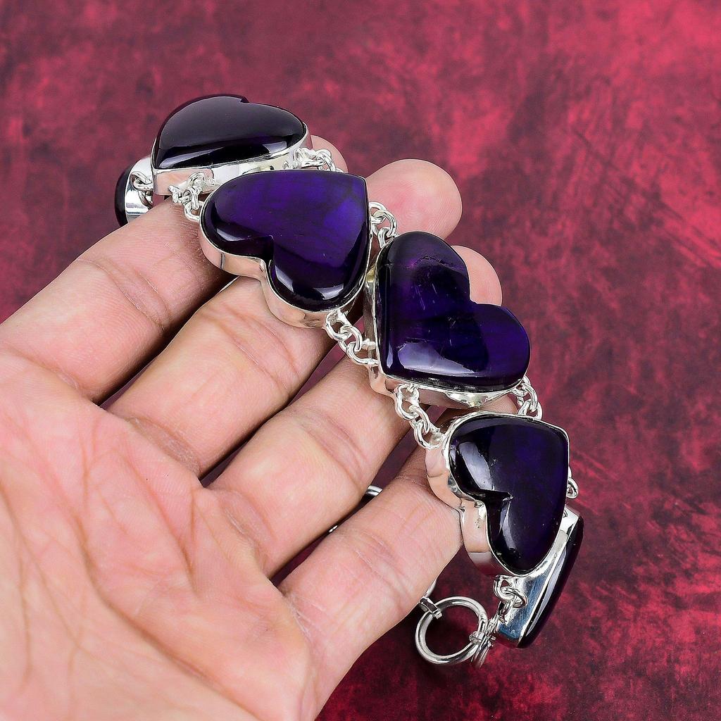Amazing Purple Flash Labradorite 925 Solid Sterling Silver Jewelry, Handmade Gemstone Beauteous Bracelet Jewelry For Love Labradorite Jewelry