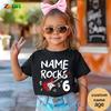Custom Name Age Kids Rock Guitar Birthday T-Shirt Personalized Boys Girls Shirt Child Gift Boy Girl Outfit Girls Children 5th