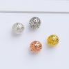 S925 Sterling Silver Hollow Copper Coin Round Spacer Beads for DIY Handmade Bracelets.