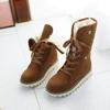 Snow Boots Women Suede Furry Solid Color Round Toe Lace Up Flat Cotton Shoes Winter Casual Plush Fur Warm Platform Ankle Boots