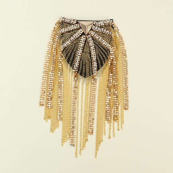 Shoulder Epaulet Long Tassels Metal Sequins Rhinestone DIY Elegant Men Women Shoulder Board Badge Brooch Business Suit Accessories