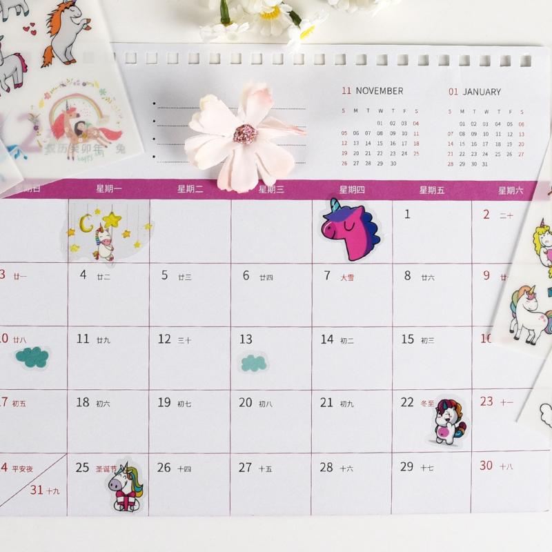 Gift Office School Supplies Cartoon Unicorn PVS Sticker Children and Girls Creative Diary Handmade Decoration Handbook Kawai