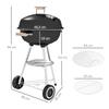 Portable Round Kettle Charcoal Grill BBQ Smoker with Lid Outdoor Heat Control Party Patio Barbecue Garden
