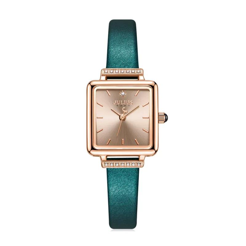 Julishi's New Retro Fashion Korean Style Elegant Small Green Watch Korean Brand Thin Strap Small Square Watch Women's Watch