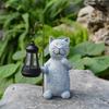 Outdoor Garden Cat Figurine with Solar Lantern IP44 Waterproof UV Resistant Auto On/Off Animal